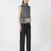 Chaleco acolchado de cachemira y lona repelente al agua, gris medio Chaleco acolchado de cachemira y lona repelente al agua, gris medio