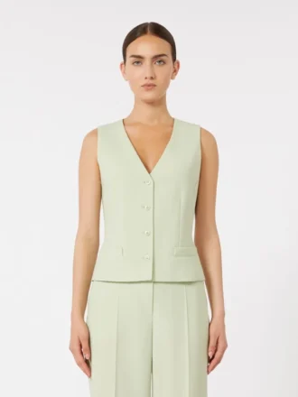 Chaleco de crepé de lana, verde