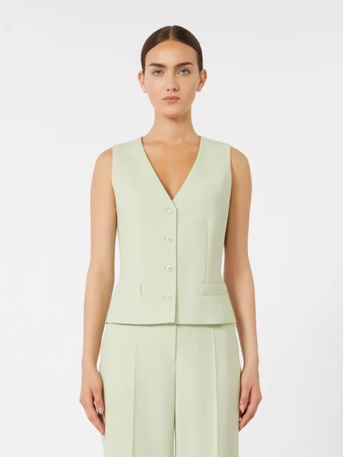 Chaleco de crepé de lana, verde Chaleco de crepé de lana, verde