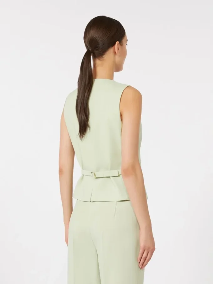 Chaleco de crepé de lana, verde Chaleco de crepé de lana, verde