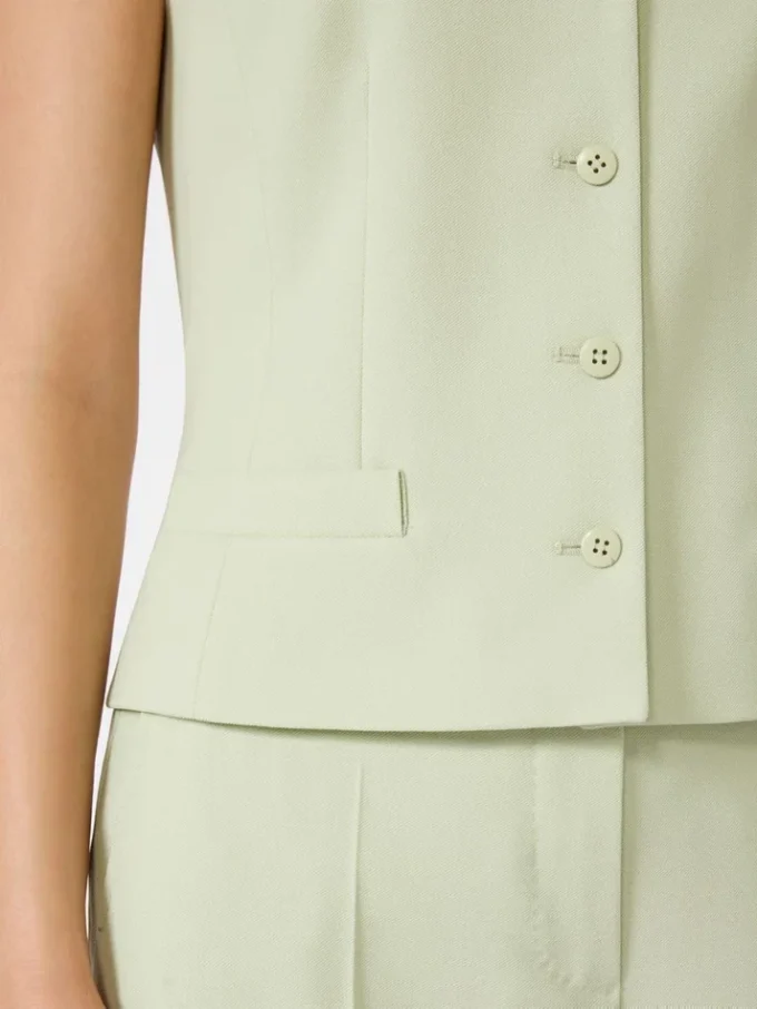 Chaleco de crepé de lana, verde Chaleco de crepé de lana, verde