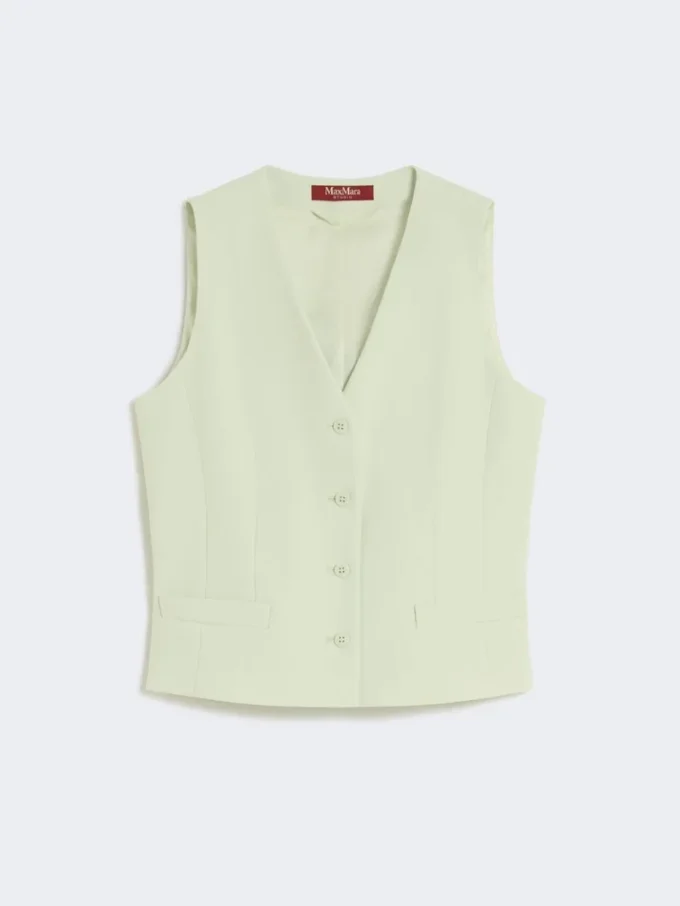 Chaleco de crepé de lana, verde Chaleco de crepé de lana, verde