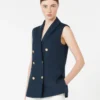 Chaleco de lino con tejido trenzado, azul medianoche