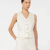 Chaleco de lino y punto trenzado, beige Chaleco de lino y punto trenzado, beige