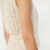 Chaleco de lino y punto trenzado, beige Chaleco de lino y punto trenzado, beige