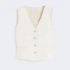 Chaleco de lino y punto trenzado, beige Chaleco de lino y punto trenzado, beige