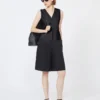 Bermudas largas de lona de lino, negras