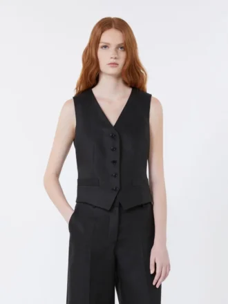 Chaleco de lona de lino, negro