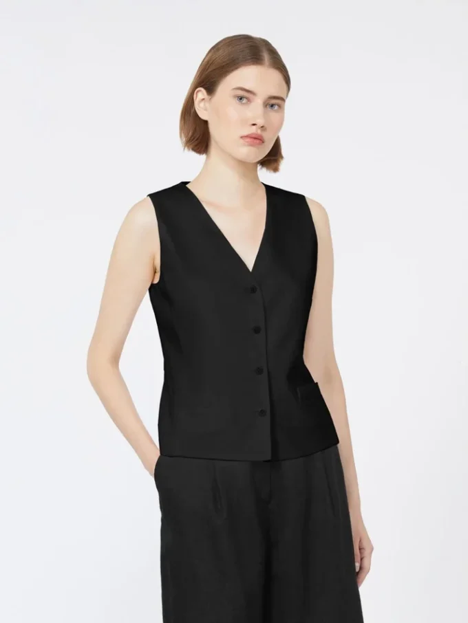 Chaleco de lona de lino, negro Chaleco de lona de lino, negro
