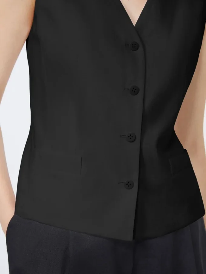 Chaleco de lona de lino, negro Chaleco de lona de lino, negro