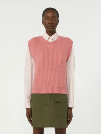 Chaleco de mezcla de mohair, rosa antiguo