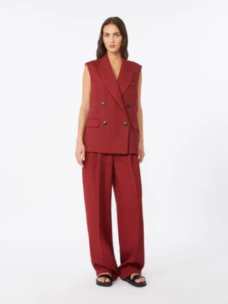 Chaleco de sarga de lino, rojo ladrillo