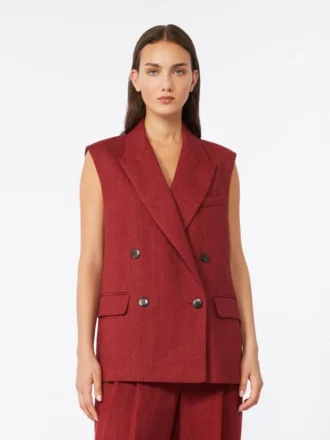 Chaleco de sarga de lino, rojo ladrillo