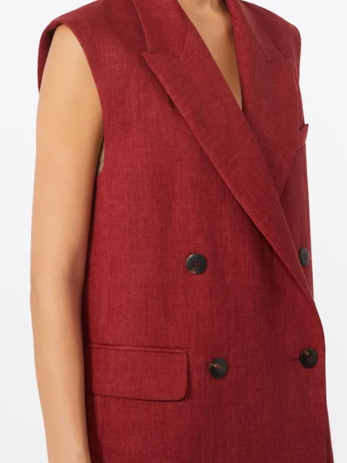 Chaleco de sarga de lino, rojo ladrillo Chaleco de sarga de lino, rojo ladrillo