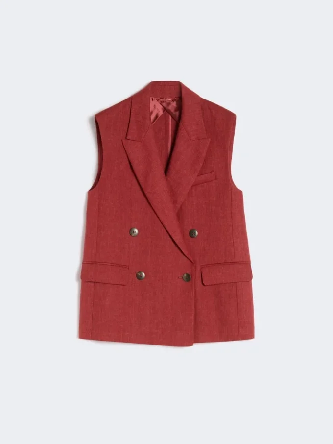 Chaleco de sarga de lino, rojo ladrillo Chaleco de sarga de lino, rojo ladrillo