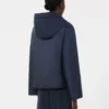 Chaqueta acolchada con capucha de lona repelente al agua, azul marino Chaqueta acolchada con capucha de lona repelente al agua, azul marino