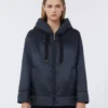 Chaqueta acolchada con capucha de lona repelente al agua, azul medianoche Chaqueta acolchada con capucha de lona repelente al agua, azul medianoche