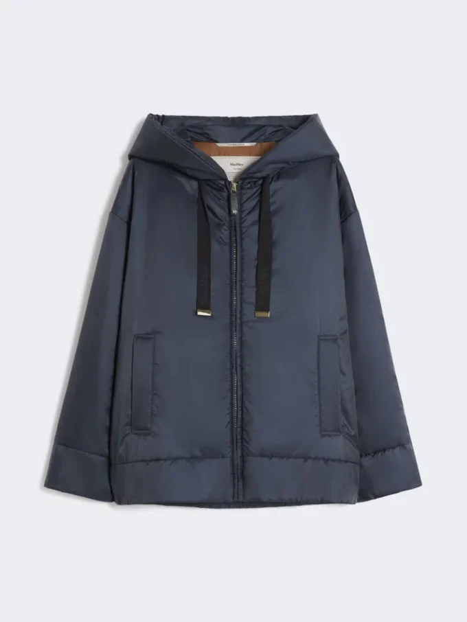 Chaqueta acolchada con capucha de lona repelente al agua, azul medianoche Chaqueta acolchada con capucha de lona repelente al agua, azul medianoche