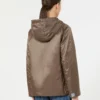 Chaqueta acolchada con capucha de lona repelente al agua, color avellana Chaqueta acolchada con capucha de lona repelente al agua, color avellana