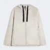 Chaqueta acolchada con capucha de lona repelente al agua, color beige Chaqueta acolchada con capucha de lona repelente al agua, color beige
