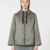 Chaqueta acolchada con capucha de lona repelente al agua, gris medio Chaqueta acolchada con capucha de lona repelente al agua, gris medio