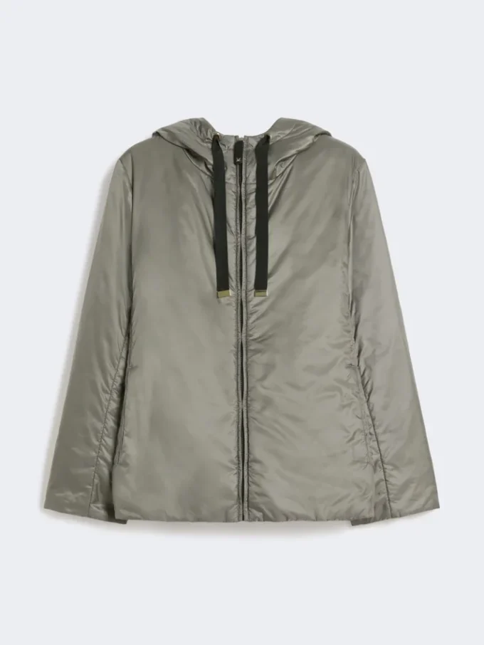 Chaqueta acolchada con capucha de lona repelente al agua, gris medio Chaqueta acolchada con capucha de lona repelente al agua, gris medio