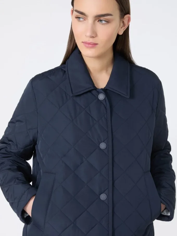 Chaqueta acolchada corta en tejido repelente al agua, azul marino Chaqueta acolchada corta en tejido repelente al agua, azul marino