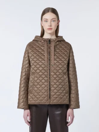 Chaqueta acolchada de lona impermeable, color tabaco