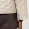 Chaqueta acolchada de lona repelente al agua con cuello redondo, color natural Chaqueta acolchada de lona repelente al agua con cuello redondo, color natural