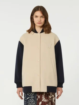 Chaqueta bomber de lana Double Face, color arena