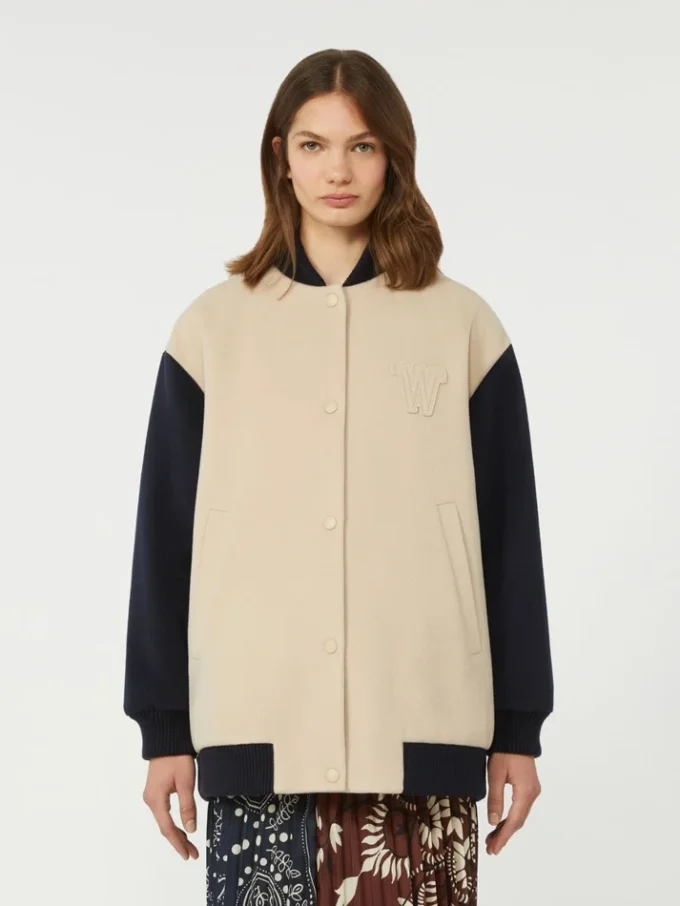 Chaqueta bomber de lana Double Face, color arena Chaqueta bomber de lana Double Face, color arena
