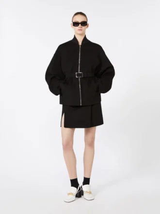 Chaqueta bomber oversize de lana, negra