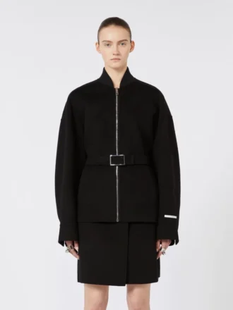 Chaqueta bomber oversize de lana, negra