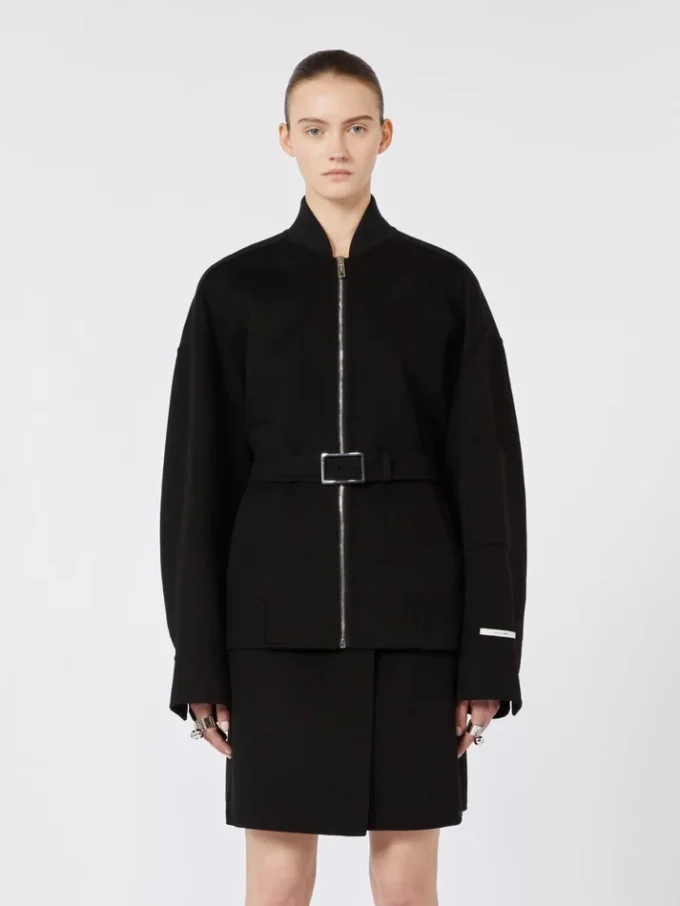 Chaqueta bomber oversize de lana, negra Chaqueta bomber oversize de lana, negra