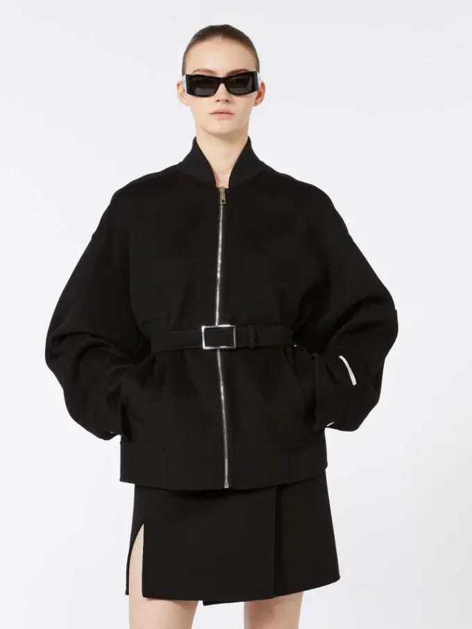 Chaqueta bomber oversize de lana, negra Chaqueta bomber oversize de lana, negra