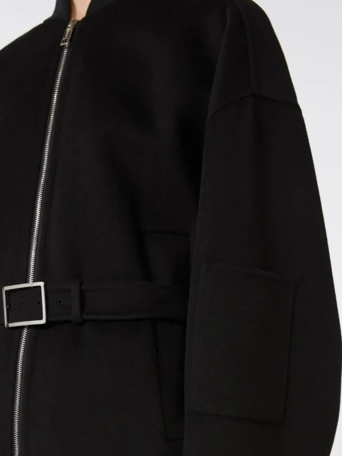 Chaqueta bomber oversize de lana, negra Chaqueta bomber oversize de lana, negra