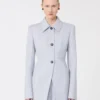 Chaqueta camisa entallada de gabardina, gris medio
