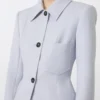 Chaqueta camisa entallada de gabardina, gris medio
