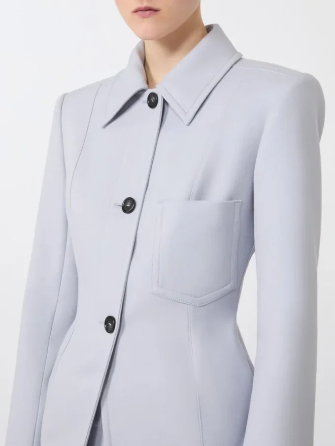 Chaqueta camisa entallada de gabardina, gris medio