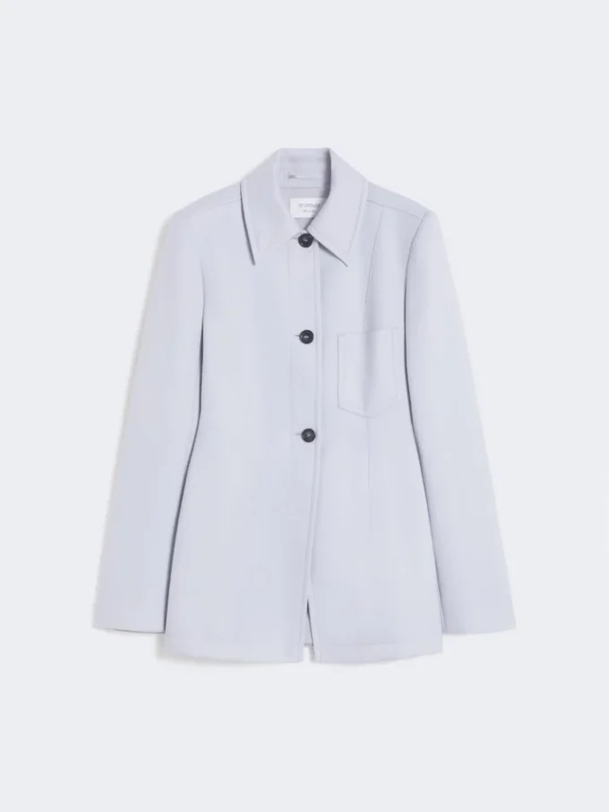 Chaqueta camisa entallada de gabardina, gris medio