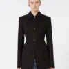 Chaqueta camisa entallada de gabardina, negra