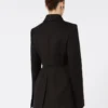 Chaqueta camisa entallada de gabardina, negra