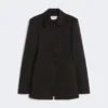 Chaqueta camisa entallada de gabardina, negra