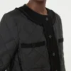 Chaqueta corta acolchada de lona repelente al agua, negra Chaqueta corta acolchada de lona repelente al agua, negra