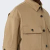 Chaqueta corta de algodón elástico, color arena Chaqueta corta de algodón elástico, color arena