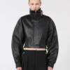 Chaqueta corta de cuero, negra Chaqueta corta de cuero, negra