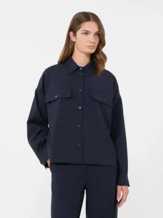 Chaqueta corta de lana, azul marino