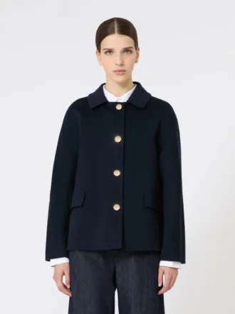Chaqueta corta de lana y cachemira, azul medianoche