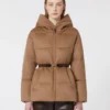Chaqueta corta de lona repelente al agua y plumón color camel, color camel Chaqueta corta de lona repelente al agua y plumón color camel, color camel