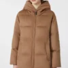 Chaqueta corta de lona repelente al agua y plumón color camel, color camel Chaqueta corta de lona repelente al agua y plumón color camel, color camel